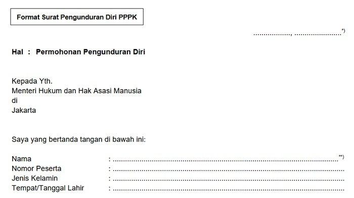 Format Surat Pengunduran Diri PPPK dan Link Download PDF